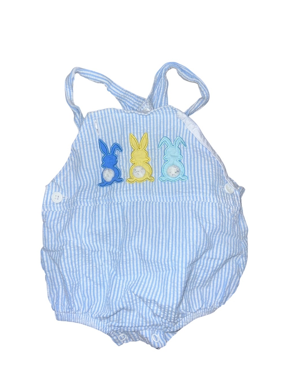 Baby Starters Light Blue & White Striped Bunny Romper